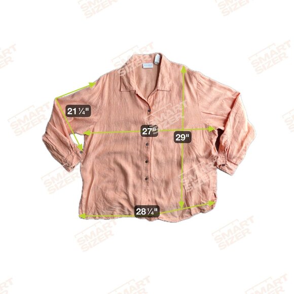 Elisabeth Liz Claiborne Women Linen Oversized Button Up Shirt Peach 3X Lagenlook - Picture 2 of 7